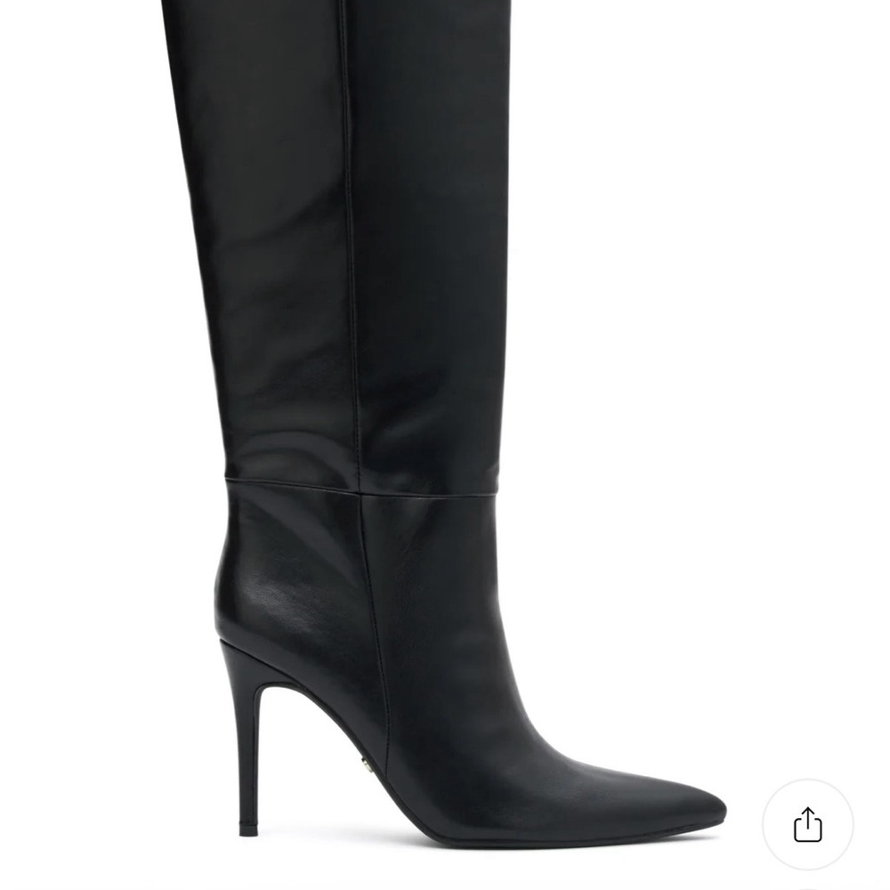 White Fox Boutique Black Pointed-Toe Knee-High Stiletto Boots